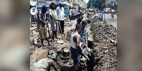 Work is being undertaken by metro water to repair and replace damaged pipes on Pulianthope High Road on Tuesday