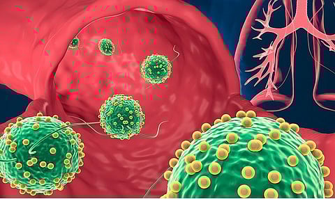Microrobots entering the lungs to treat pneumonia (illustrated)  | Wang lab/UC San Diego