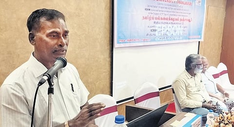 D Dayalan, former director of Archaeological Survey of India, addressing the  India and Indian Ocean Cultural Heritage in Thanjavur | Express