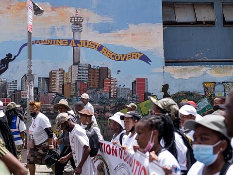Murals by Dbongz have helped Johannesburg's once neglected city centre spring back to life. (Photo | AFP)