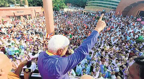 The march was from Rajendra Pal Gautam’s residence at Civil Lines to Ambedkar Bhawan