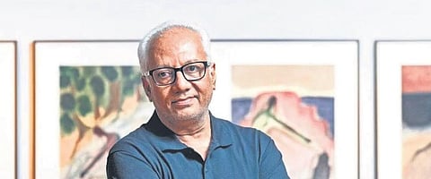 A small-scale galvanised steel shutter by Atul Dodiya