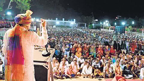 Anurag Thakur at BJP’s ‘Gaurav Yatra’ in Malvan village in Valsad district. (File Photo)