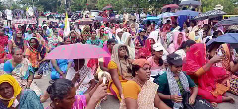 The protestors led by the Latin Church blocked eight locations as part of strengthening their protest. (Photo | Vincent Pulickal, Express )