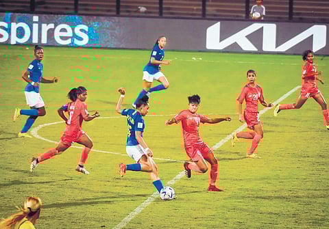 Action from the match between India U-17 Women vs Brazil | DEBADATTA MALLICK