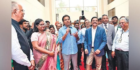 IT Minister K T Rama Rao during inauguration of new companies in Genome Valley on Tuesday