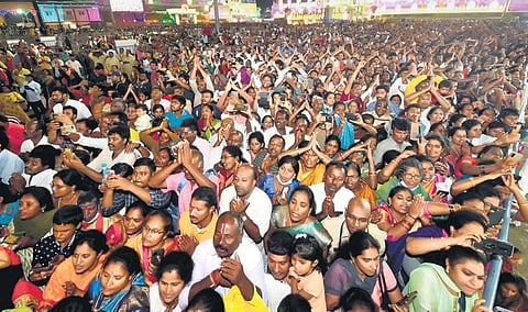 Lord Malayappa Swamy rides Garuda Vahanam as part of Brahmotsavams in Tirumala| Express