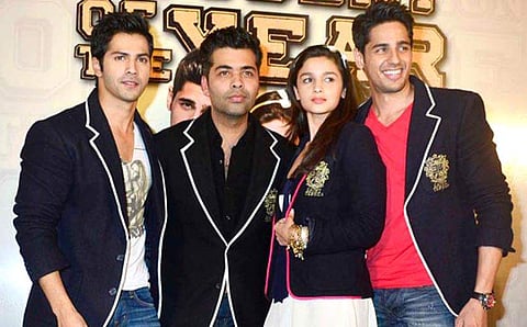 Varun Dhawan, Karan Johar, Alia Bhatt and Siddharth Malhotra during the launch of the trailer for 'Student of the Year'. (File photo | PTI)