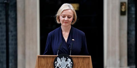 Britain's Prime Minister Liz Truss addresses the media in Downing Street in London. (Photo | AP)