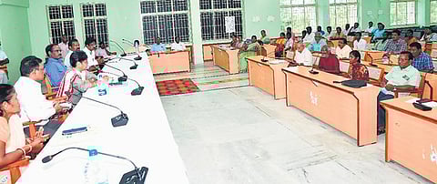 Collector P Sri Venkada Priya addressing the gathering at the guidance programme, at the Collectorate in Perambalur | Express