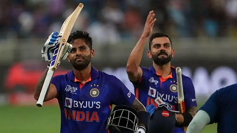 Cricketers Suryakumar Yadav and Virat Kohli. (Photo | AFP)