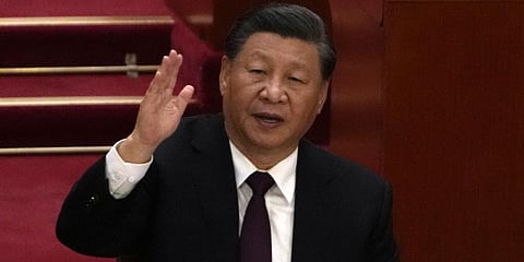 Chinese President Xi Jinping attends the closing ceremony of the 20th National Congress of China's ruling Communist Party in Beijing. (Photo | AP)