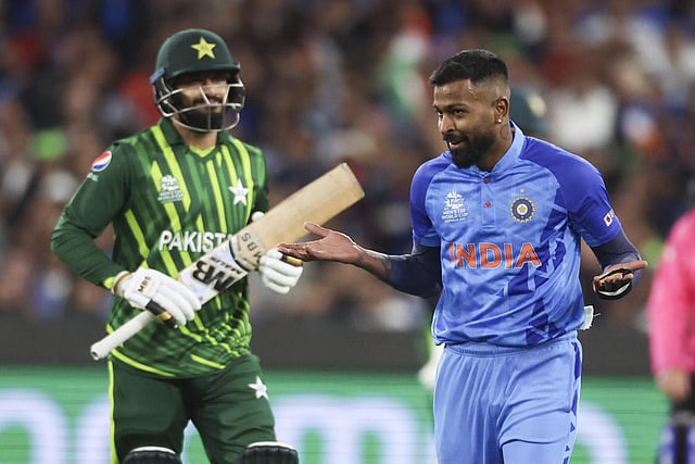 Hardik Pandya took two wickets in the 14th over and another wicket in the 16th to help India restrict the score. (Photo | AP)