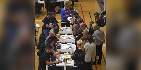 Ballot papers cast in the 2019 general election are counted in Islington in London, Thursday, Dec. 12, 2019. (Photo | AP)