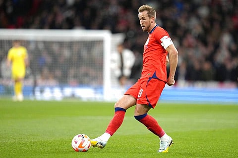 England's Harry Kane during the UEFA Nations League soccer match between England and Germany at Wembley stadium in London. (Photo | AP)