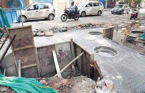 Stormwater drain work at Sriman Srinivasa Road in Teynampet | R Satish Babu