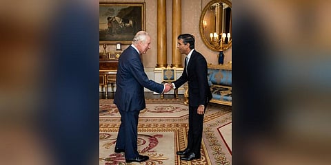 Rishi Sunak on Tuesday is  appointed by King Charles III as Britain's first Indian-origin Prime Minister. (Photo | ANI)
