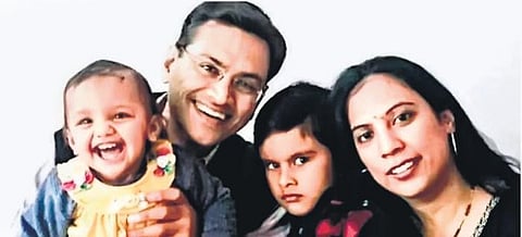 Deceased Dr Archana Sharma with husband and children. Her death has triggered demand for law to guarantee safety of healthcare personnel.