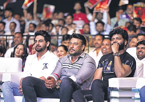 Darshan and Vinod Prabhakar at the pre-release event