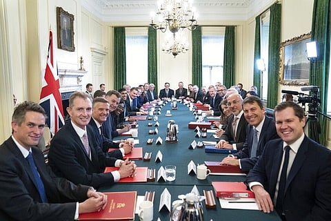 Prime Minister Rishi Sunak holds his first Cabinet meeting in Downing Street in London, Wednesday, Oct. 26, 2022.  (Photo | AP)