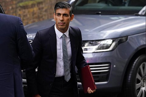 New British Prime Minister Rishi Sunak arrives at Downing Street in London, Tuesday, Oct. 25, 2022 (Photo | AP)