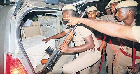 Madurai DRO taking custody of golden armour from the bank on Wednesday | k k sundar