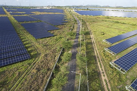 A solar power plant in Pavagada Tumkur district, Karnataka, Sept. 15, 2022. (Photo|AP)