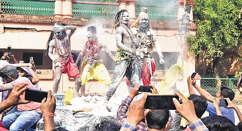 ‘Aghori’ dance being performed by artistes from Uttar Pradesh in Cuttack on Friday