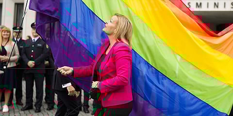 German interior Minister Nancy Faeser raises the rainbow flag .(File Photo | AP)