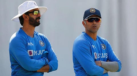 Indian coach Rahul Dravid and batting coach Vikram Rathour. (Photo | BCCI Twitter)