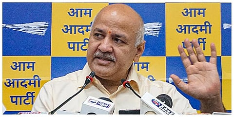 Delhi Deputy CM Manish Sisodia during a press conference, in New Delhi. (Photo | PTI)