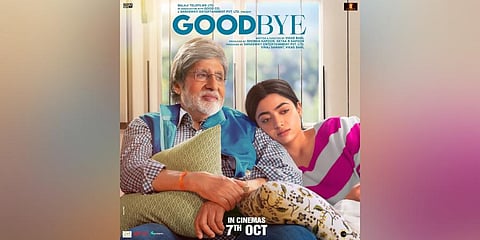 Poster of the upcoming family drama 'Goodbye' starring  Amitabh Bachchan and Rashmika Mandanna.