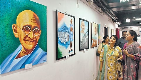 Art exhibition on Gandhi’s life organised in  Vijayawada | Prasant Madugula