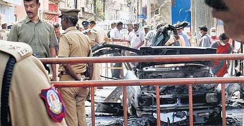 File picture of the car cylinder blast site in Coimbatore
