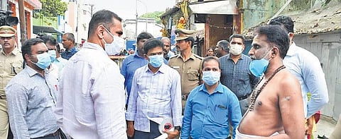 NIA officials inspect the explosion site at Ukkadam in Coimbatore on Sunday