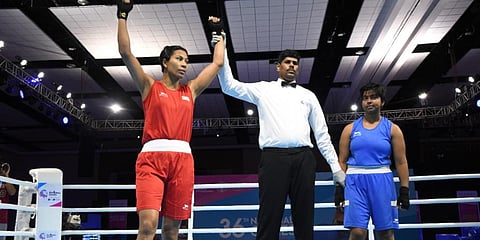 Boxer Lovlina Borgohain wins against Bihar's Nishi Bhardwaj at the National Games 2022