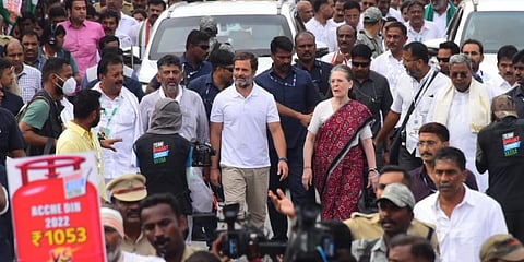 Congress interim President Sonia Gandhi 'Bharat Jodo Yatra'. (Photo | Udayashankar S, Express)