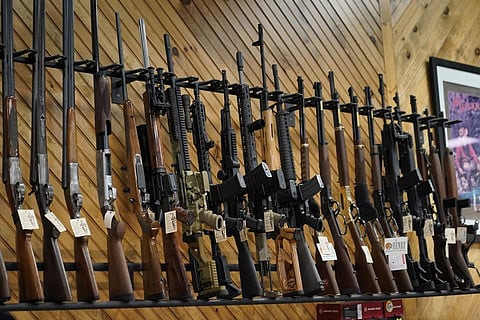 Guns on display at a store in the US. (File Photo | AP)