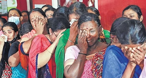 People turned in large numbers at Baselios Vidyanikethan Senior Secondary school to pay last tributes to the 5 students and a teacher killed in Wednesday’s bus accident at Vadakkencherry | TP Sooraj