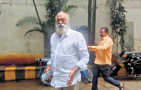 TDP leader from Anantapur JC Prabhakar Reddy comes out of the ED office  in Hyderabad on Friday