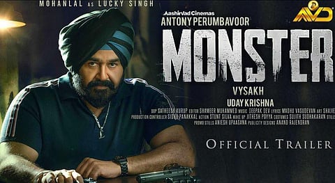 Poster of the upcoming Malayalam film 'Monster' starring Mohanlal. (Photo | YouTube)