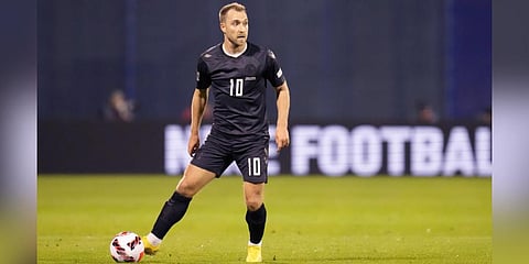Denmark's Christian Eriksen is in action during the UEFA Nations League soccer match between Croatia and Denmark. 