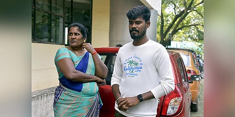 Padmam’s son Selvaraj and her sister Palaniamma. (Photo |  A Sanesh, EPS)