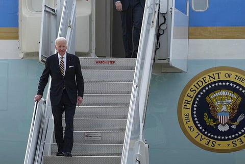 U.S. President Joe Biden arrives for the Association of Southeast Asian Nations (ASEAN) summit in Phnom Penh, Cambodia, Nov. 12, 2022. (Photo | AP)