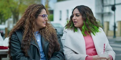 Huma Qureshi with Sonakshi Sinha in a still from Double XL