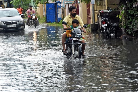 There was water logging at Sadasivam Nagar in Madipakkam following heavy rain. (Photo | Ashwin Prasath, EPS)