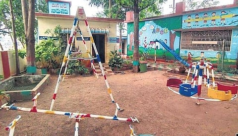 Play area of the Mandal Parishad primary school in Jammu of Vizianagaram district | EXPRESS