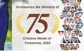 ‘75 Creative Minds of Tomorrow’ by  the ministry of information and broadcasting (I&B)