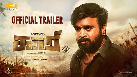 Trailer poster of the upcoming Sasikumar-starrer film 'Kaari.' (Photo | YouTube)