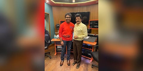 Veteran singer Udit Narayanan is returning to Tamil cinema after a gap of 7 years, with Vijay Sethupathi starrer 'DSP', composed by D Imman. (Photo | D. Imman Twitter)